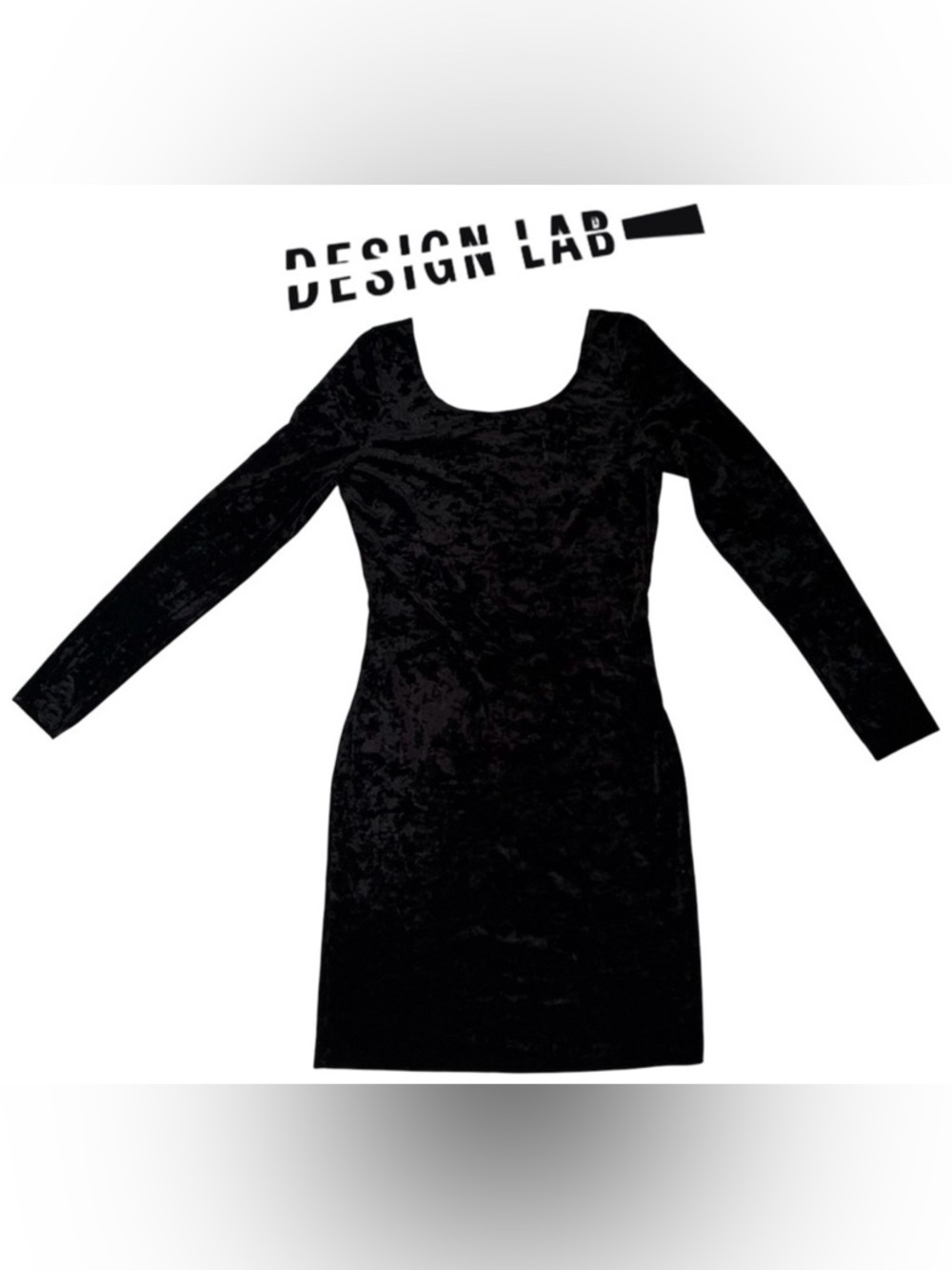 FAUX BLACK VELVET LONG SLEEVED DRESS DESIGN LAB LORD & TAYLOR